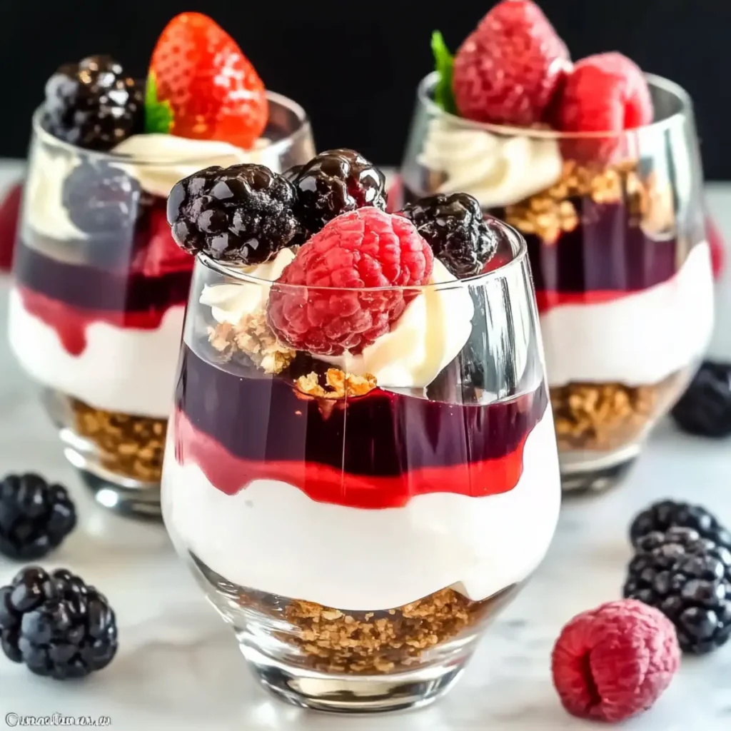 Delicious New Year Mini Dessert Parfaits with Vanilla Mousse