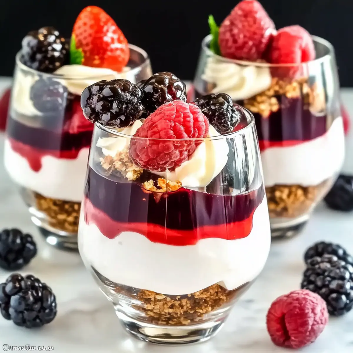 Delicious New Year Mini Dessert Parfaits with Vanilla Mousse