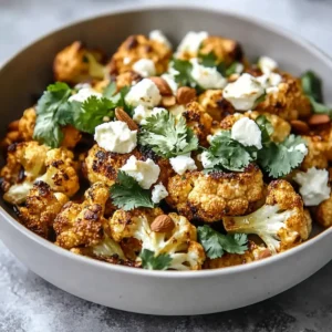 Savory Moroccan Cauliflower Roast with Feta and Almonds