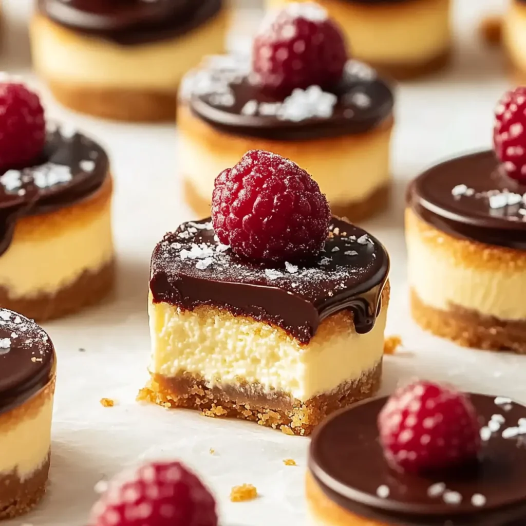 Delicious New Year Mini Cheesecake Bites with Chocolate Ganache