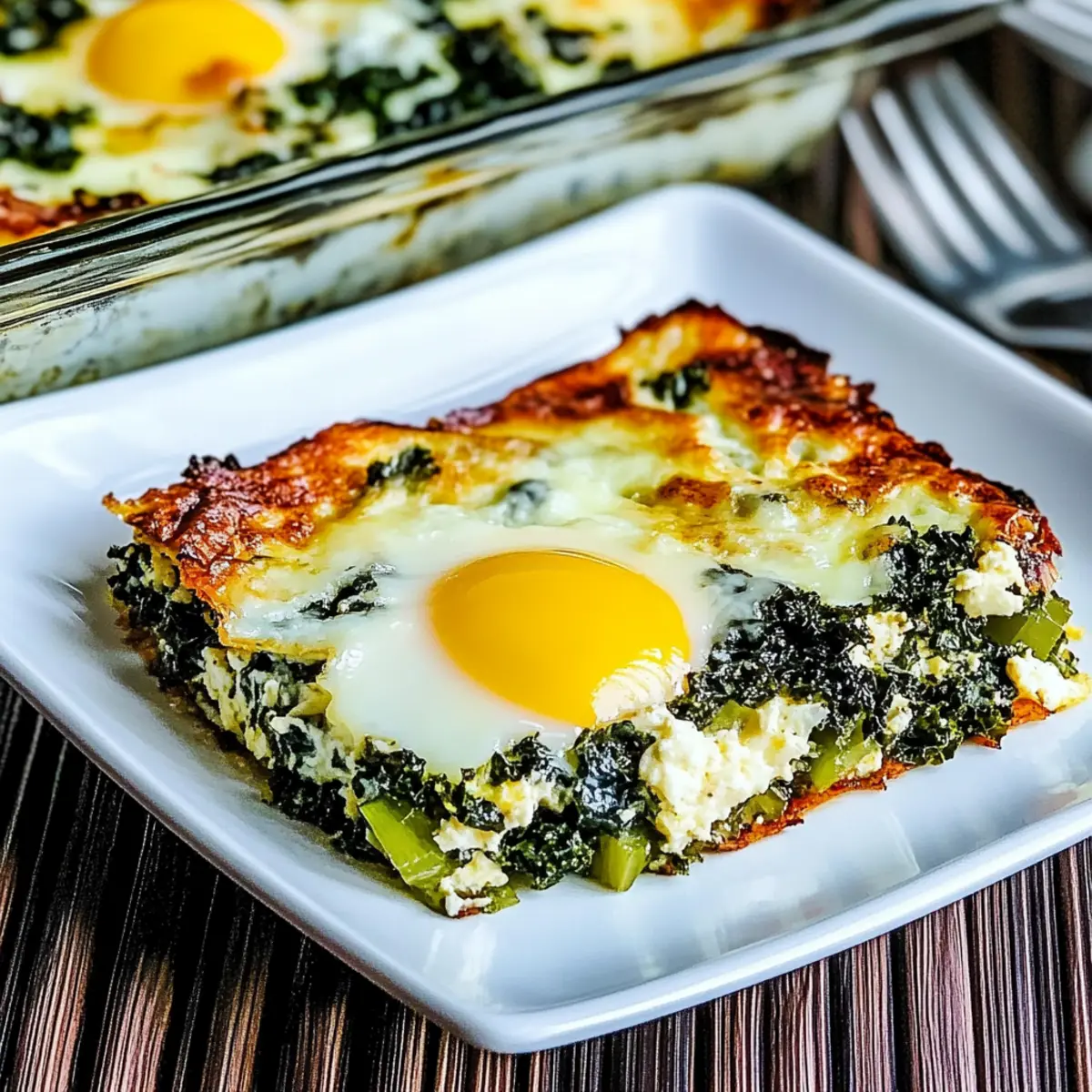 Healthy Kale Breakfast Egg Bake with Mozzarella and Green Onions