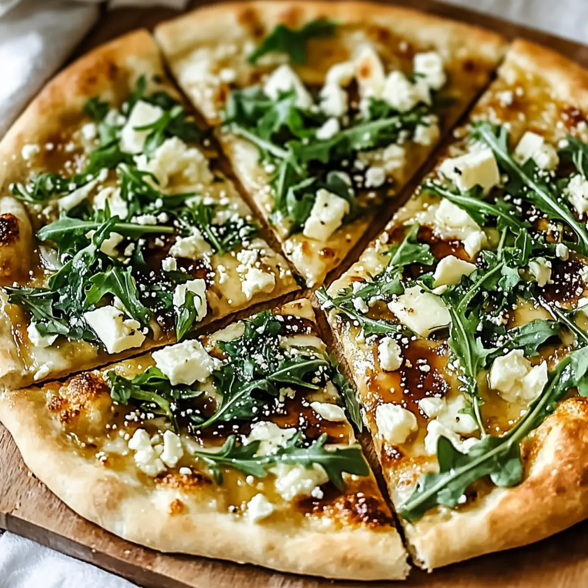 Delicious Flatbread Pizza with Honey & Cheese and Arugula