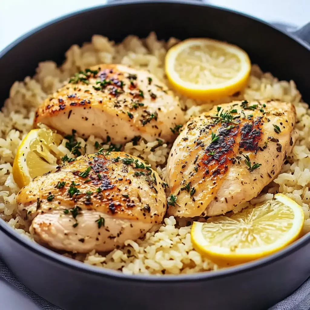 Slow Cooker Lemon Herb Chicken and Rice
