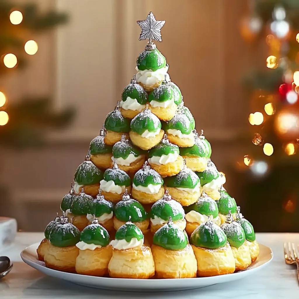 Christmas Tree Cream Puff Dessert Centerpiece