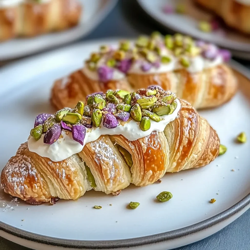 Pistachio Croissants with Rose Syrup