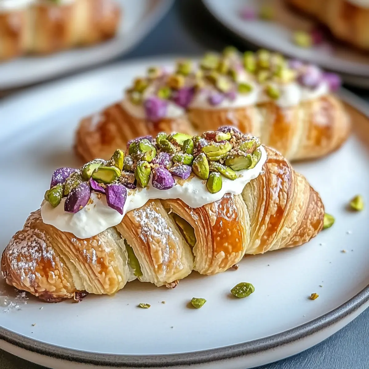 Pistachio Croissants with Rose Syrup