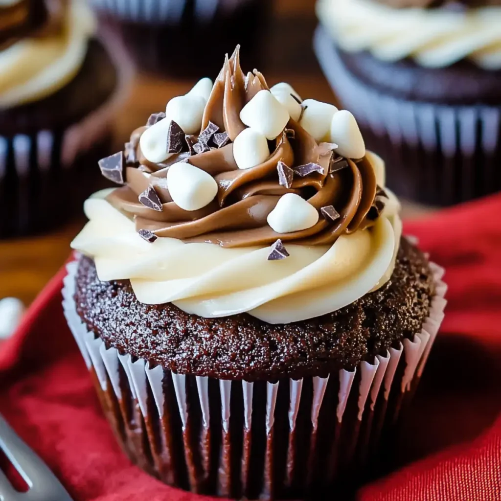 Decadent Hot Chocolate Cupcakes with Marshmallow Filling Recipe