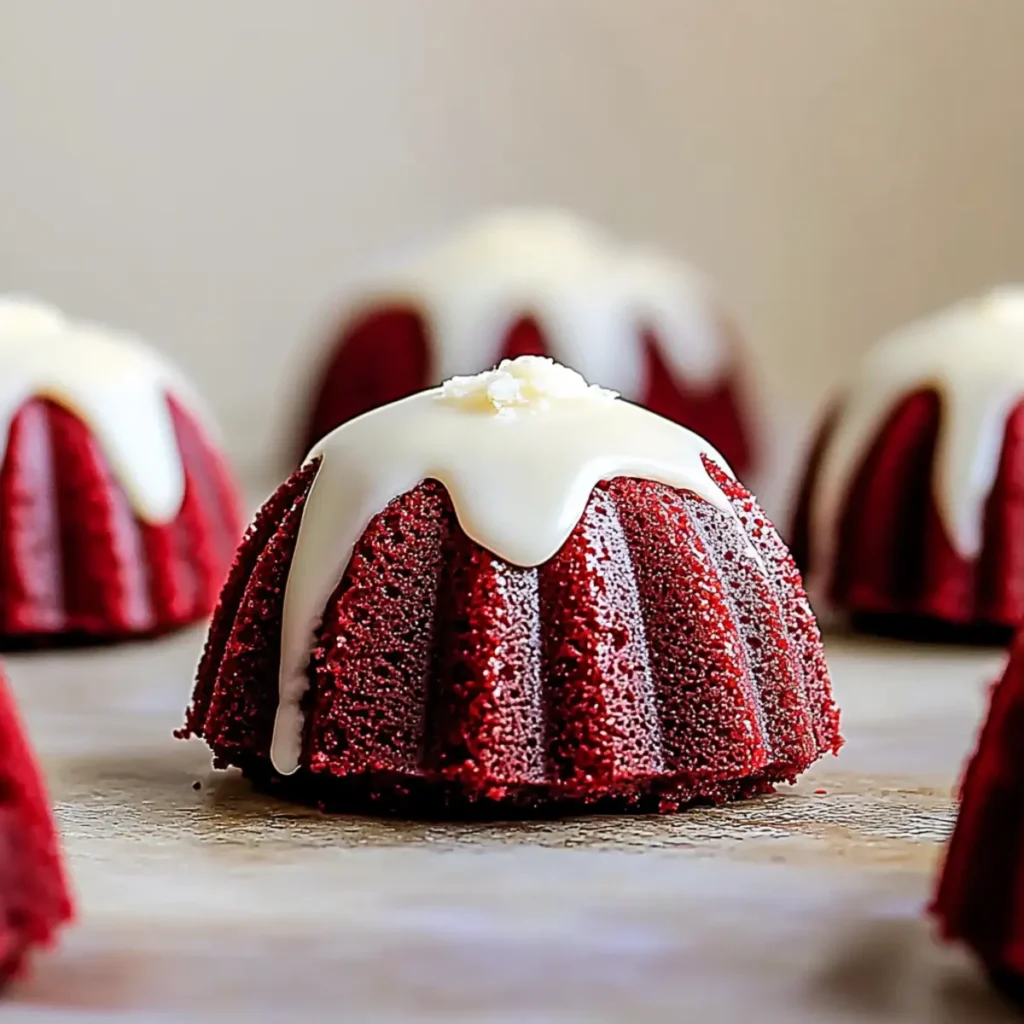 Delicious Mini Red Velvet Bundt Cakes with Cream Cheese Glaze