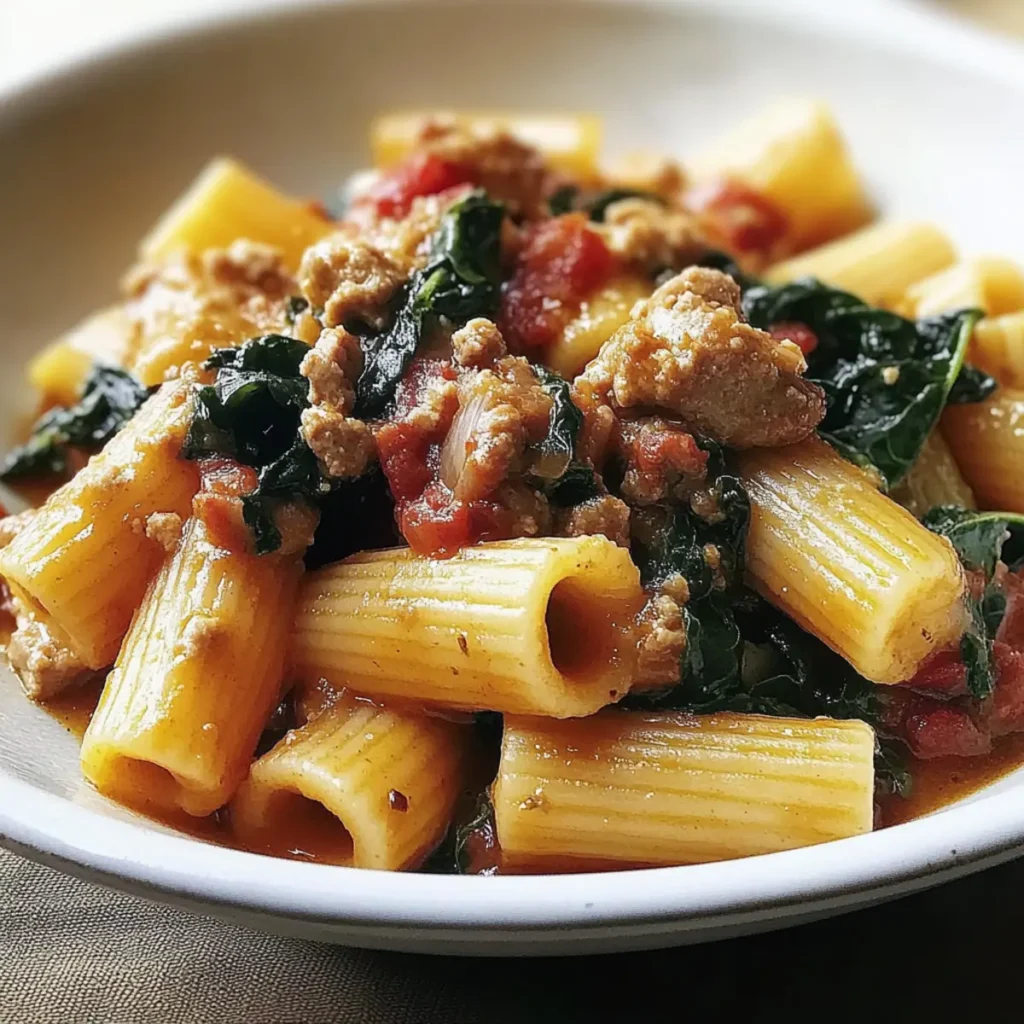 Rigatoni with Swiss Chard and Sausage