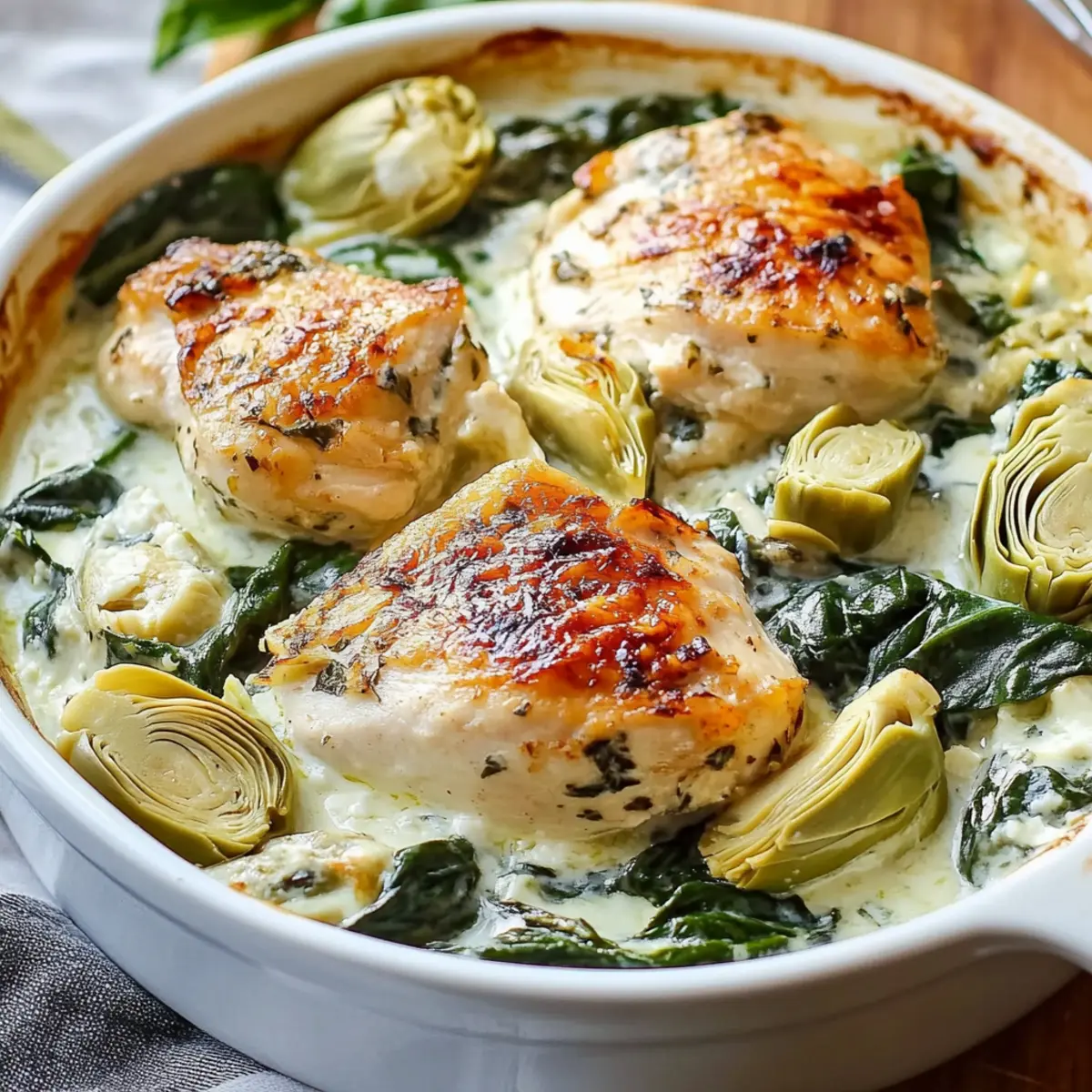 Chicken, Spinach and Artichokes with Cottage Cheese